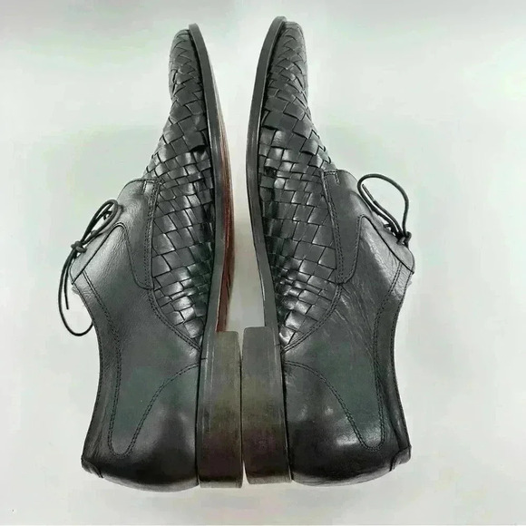 Mercanti Fiorentini mens wingtip oxfords size 11.5 black Italian leather woven main image 7
